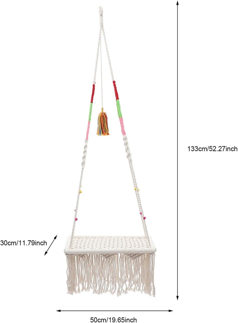 Macrame Hanging Cat Hammock Bed Sturdy Wear-Resistant Decorative Cat Nest Indoor Swing Bed for Kittens - Image 1