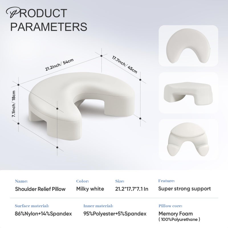 Jaxmoon Side Sleeper Pillow for Shoulder Pain Relief, Rotator Cuff Pillow with Arm Channels for Shoulder & Neck Support, Knee Pillow for Adults Between Legs, Ergonomic Memory Foam Pillow, Cream White - Image 5
