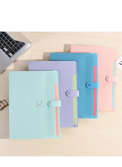 4 Pack A4 Paper Expanding File Folder with 32 Labels 5 Pockets Cute Folders