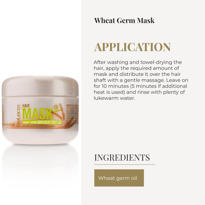 SALERM - Nourishing Hair Mask - 6.74 Oz - with Wheat Germ - for Dry and Damaged Hair - Deep Hair Hydration - Shine and Brightness - Hair Strengthening - Image 4