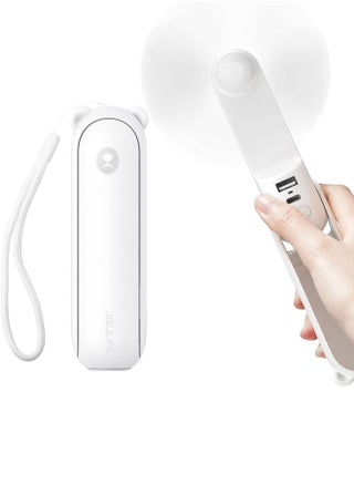 Handheld Mini Fan 3-in-1 with 4500 mAh Power Bank USB Battery Small Fan Battery Operated Max 46 Hrs Runtime Portable Fan Torches Function white - pzsku/ZFDBB72D92FE64B4C5F5BZ/45/_/1727094989/c8ec8c25-defe-4671-922a-39bd8f88767d