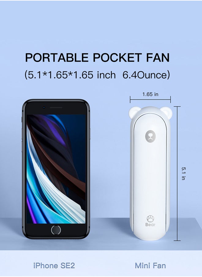 Handheld Mini Fan 3-in-1 with 4500 mAh Power Bank USB Battery Small Fan Battery Operated Max 46 Hrs Runtime Portable Fan Torches Function white