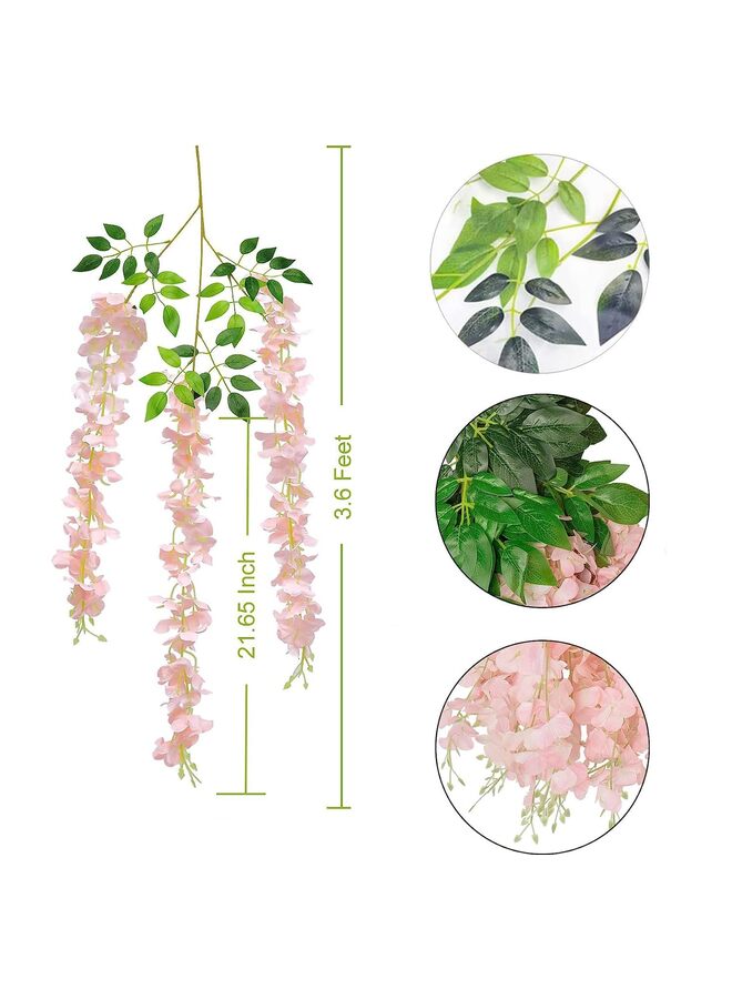 يُسلِّم 12 قطعة من زهور الوستارية الاصطناعية بطول 3.6 قدم/قطعة، إكليل معلق من نبات الوستارية الاصطناعي الكثيف باللون الوردي، مناسب لحفلات الزفاف والمنزل (وردي كثيف) - Image 2