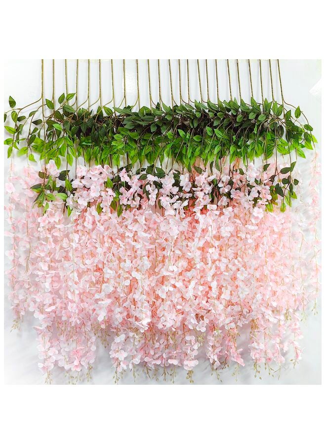 يُسلِّم 12 قطعة من زهور الوستارية الاصطناعية بطول 3.6 قدم/قطعة، إكليل معلق من نبات الوستارية الاصطناعي الكثيف باللون الوردي، مناسب لحفلات الزفاف والمنزل (وردي كثيف) - Image 1
