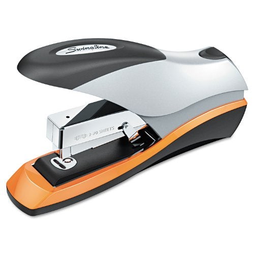 Swingline مُدبِّس سوينغلاين، سعة 70 ورقة، أوبتيما 70، خالي من التكتل، جهد مُخفَّض، مقبض ناعم، معدني، فضي/أسود/برتقالي (87875) - Image 1
