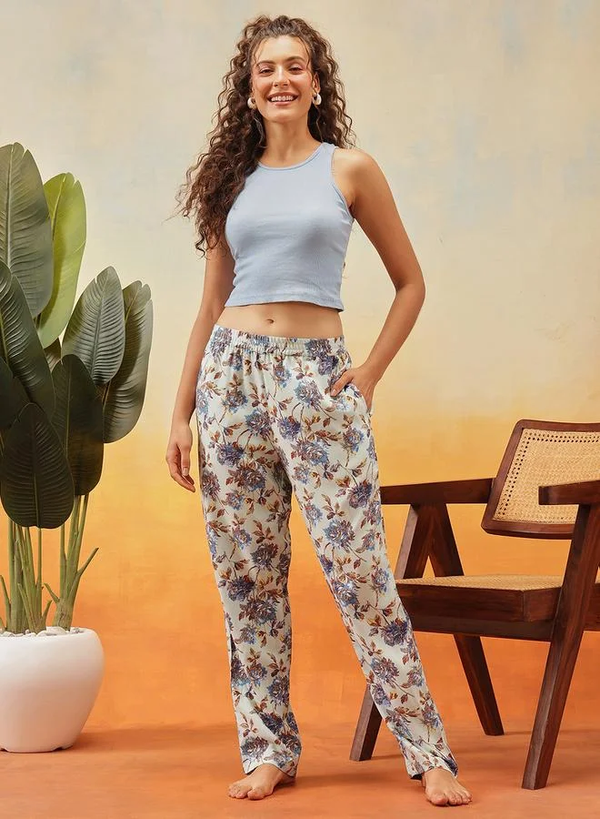 كلوفيا بنطال بيجاما رايون بطبعة زهور