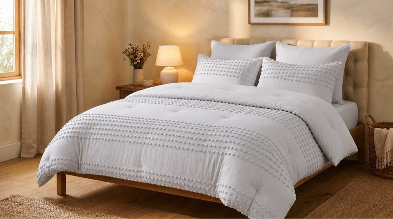HOMETOPIA Luxury King Size 6-Piece Comforter Set 264×229 cm – Embossed Fabric, Ultra Soft & Breathable Fabric, Comfortable, All-Season Use, Premium Quality, Ideal for AC Rooms & Home Use in Saudi Arabia. - Image 3