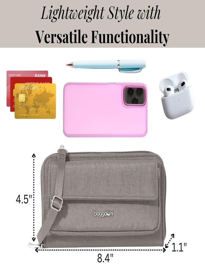 Baggallini RFID Phone Wallet Crossbody - 8.4"x 4.5" Crossbody Phone Case with Card Holder, Sterling Shimmer - Image 3