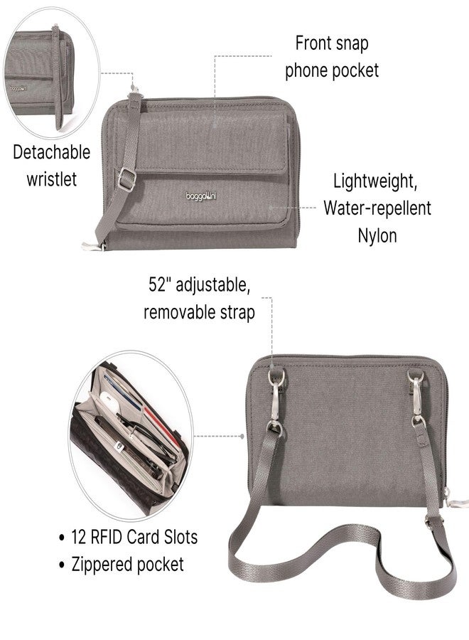 Baggallini RFID Phone Wallet Crossbody - 8.4"x 4.5" Crossbody Phone Case with Card Holder, Sterling Shimmer - Image 2