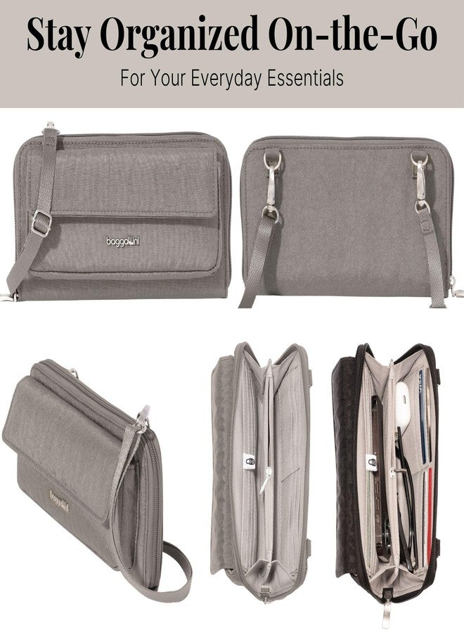 Baggallini RFID Phone Wallet Crossbody - 8.4"x 4.5" Crossbody Phone Case with Card Holder, Sterling Shimmer - Image 4