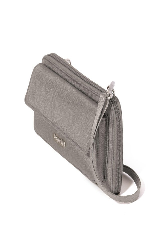 Baggallini RFID Phone Wallet Crossbody - 8.4"x 4.5" Crossbody Phone Case with Card Holder, Sterling Shimmer - Image 5