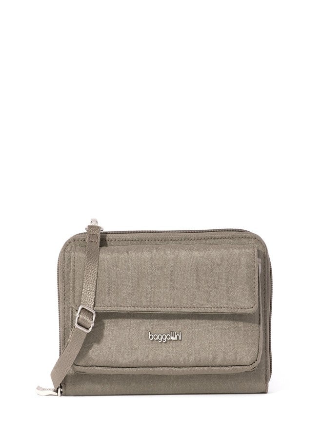 Baggallini RFID Phone Wallet Crossbody - 8.4"x 4.5" Crossbody Phone Case with Card Holder, Sterling Shimmer - Image 1