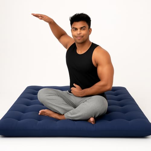 ATOOTFUSION Tufted Floor Futon Mattress, Multi-Purpose Foldable, Navy Blue, for Bed, Sofa, Movie Night, Camping 72X36X3 inches - Image 5