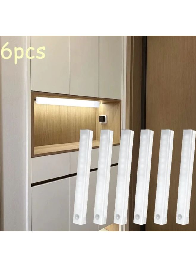 6 قطع ضوء جدار LED أبيض بارد مع مستشعر الحركة، قابل للشحن عبر USB، مغناطيسي وقابل للفصل - Image 2