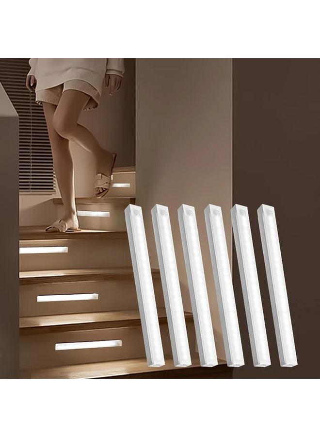 6 قطع ضوء جدار LED أبيض بارد مع مستشعر الحركة، قابل للشحن عبر USB، مغناطيسي وقابل للفصل - Image 1