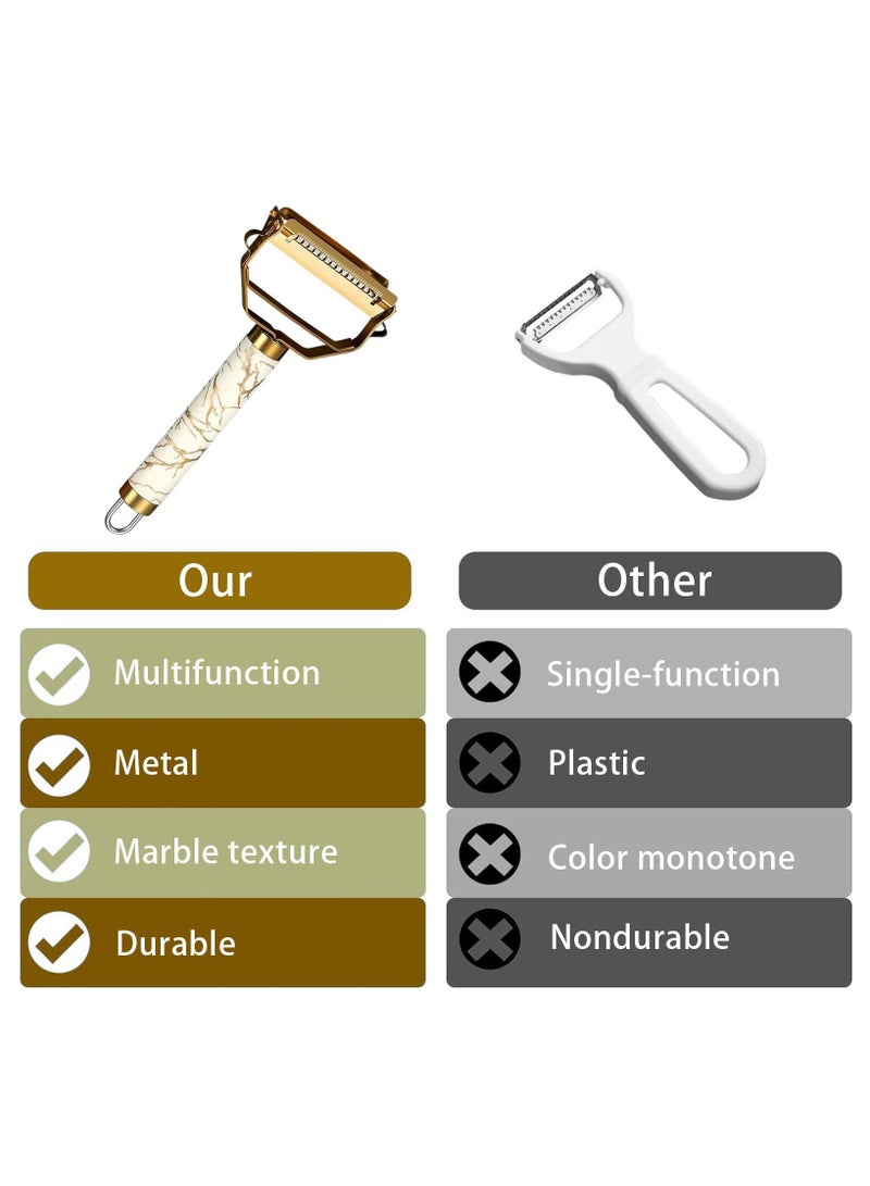 Fasola Stainless Steel Peeler, 3 in 1 Vegetable Peeler,  Fruit, Potatoes Peeler for Kitchen,The Three Functions of Peeling, Shredding, Digging Holes Are Integrated with Ergonomic Non-slip Handle, 18x8x2cm(Gold) - Image 4