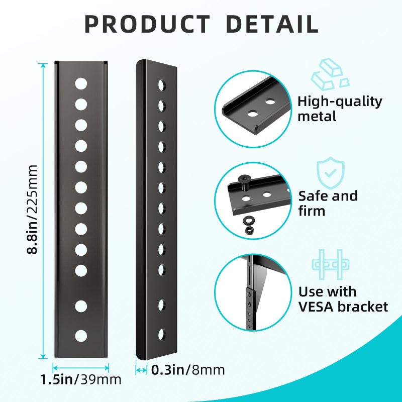 Gadgetzan TV Mount Extension Bracket Kit,TV Mount Extender Designed for Low Vesa Pattern TVâ€™s,Steel Wall Mount Extension Bracket Plate- 2 Pcs - Image 2