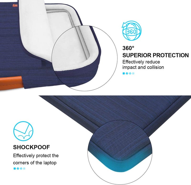 Lacdo 360° Protective 14 Inch Laptop Sleeve Case for HP Lenovo Dell ASUS Acer Chromebook 14 / HP Stream 14 / Dell Inspiron 14 / Lenovo IdeaPad 14 / Acer Spin 3 /ASUS ZenBook 14 Computer Bag, Blue - Image 3