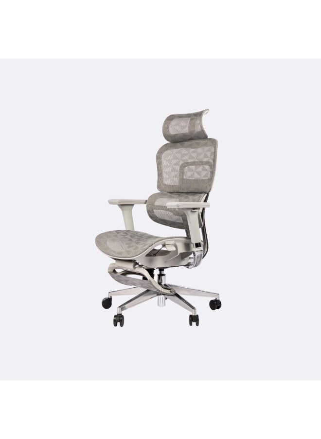 MOMENT MOMENT Ergonomic Office Chair with Headrest, Adjustable Recline, Mesh Back, Adjustable Lumbar Support & Footrest, Reclining & Seat Depth Adjustment - Executive Comfort for Long Work Hours, Grey - Image 4
