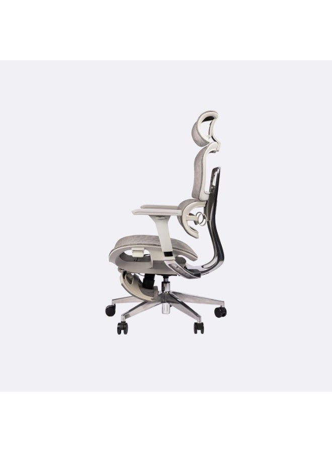 MOMENT MOMENT Ergonomic Office Chair with Headrest, Adjustable Recline, Mesh Back, Adjustable Lumbar Support & Footrest, Reclining & Seat Depth Adjustment - Executive Comfort for Long Work Hours, Grey - Image 3
