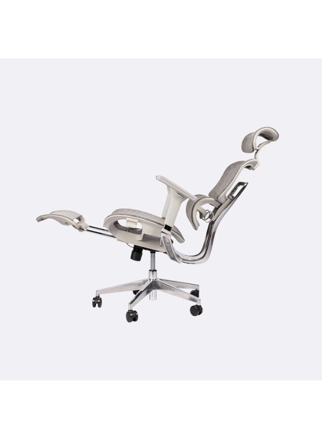 MOMENT MOMENT Ergonomic Office Chair with Headrest, Adjustable Recline, Mesh Back, Adjustable Lumbar Support & Footrest, Reclining & Seat Depth Adjustment - Executive Comfort for Long Work Hours, Grey - Image 2