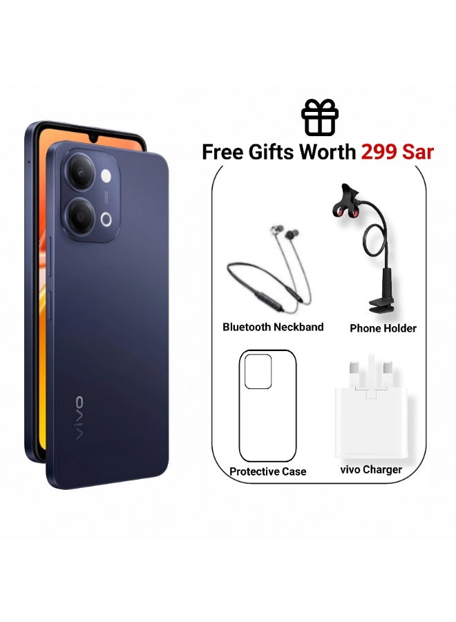 فيفو Y11 AI 5G Black 4GB RAM 128GB With Exclusive Neckband (Vivo Holder and Charger and Case Inside Phone Box) - Middle East Version - Image 1