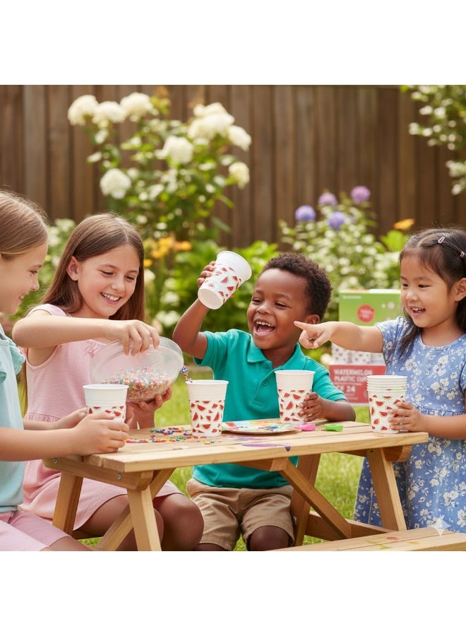 Ciao Watermelon Plastic Cups 200 ml – Pack of 24 Summer Fruit Party Cups for Kids & Adults – Disposable Drinking Cups for Birthday Parties, Picnics, BBQs & Outdoor Events - Image 3