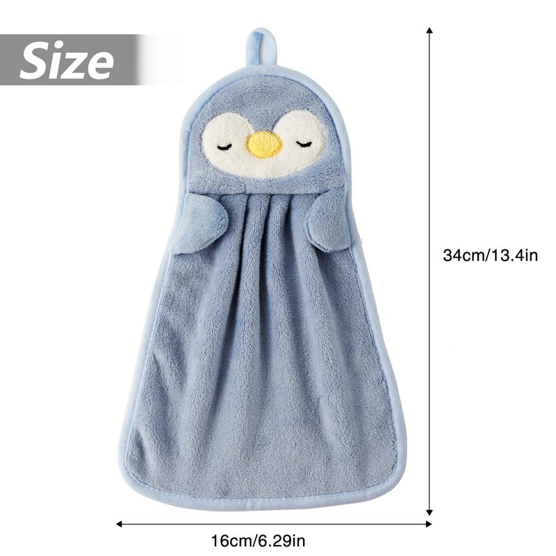 Battilo Home 4 Pack Cute Animal Kids Toddler Hand Towels Planks Hand Plank مع حلقة معلقة من الألياف الدقيقة والامتصاصة فائدة جافة سريعة للحمام المنزل - Image 4