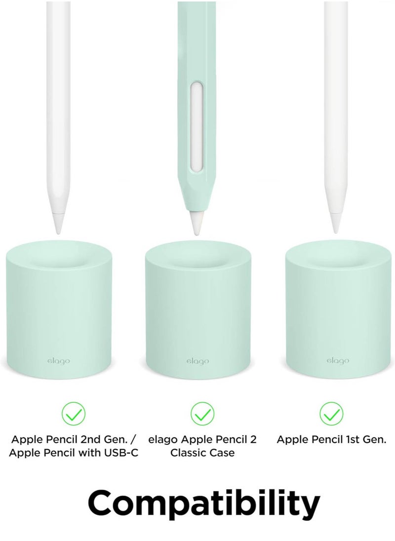 Elago Silicone Stand Compatible with Apple Pencil (1st and 2nd Generation), Apple Pencil (USB-C) and Any Tablet Stylus Pen with or Without Case or Sleeve, Durable Holder - Mint  - Image 2