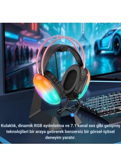 Coofbe Dynamic Illuminated USB7.1 Wired Professional Headset Gaming Headset with Microphone On-Ear Headphone  - Image 2
