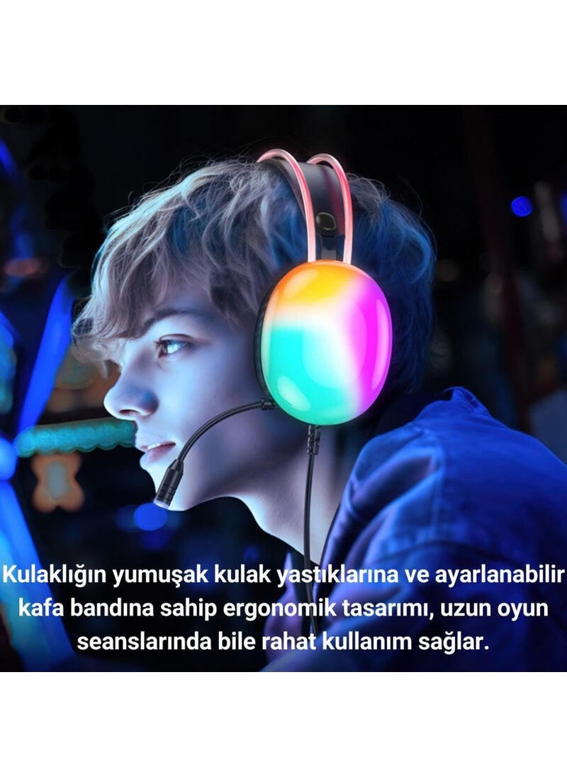 Coofbe - Dynamic Illuminated USB7.1 Wired Professional Headset Gaming Headset with Microphone On-Ear Headphone - Image 1