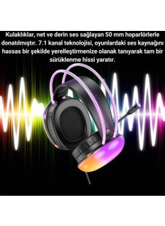 Coofbe Dynamic Illuminated USB7.1 Wired Professional Headset Gaming Headset with Microphone On-Ear Headphone  - Image 4