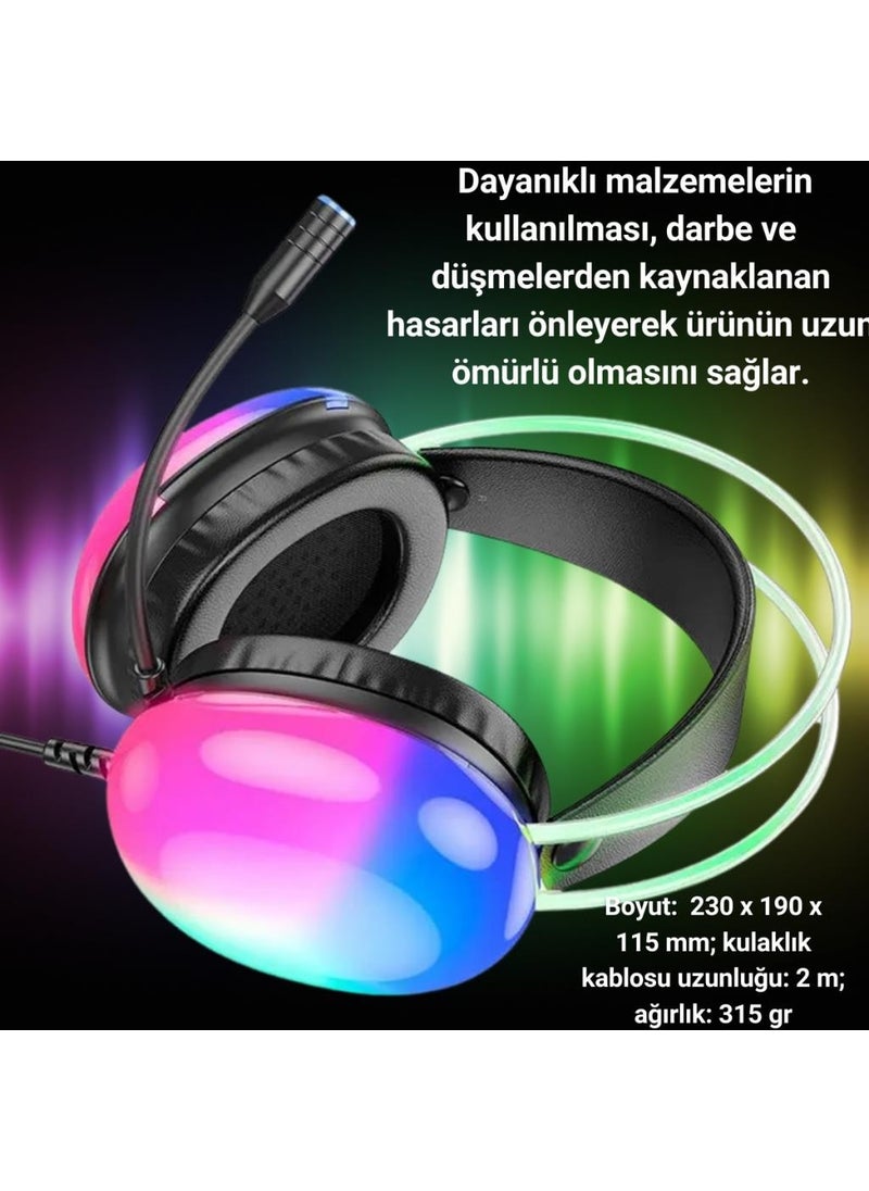 Coofbe - Dynamic Illuminated USB7.1 Wired Professional Headset Gaming Headset with Microphone On-Ear Headphone - Image 1