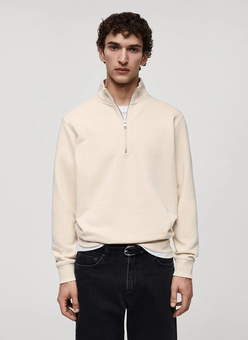 مانجو مان Winny Polo Neck Half Zip Detailed Pullover Sweatshirt