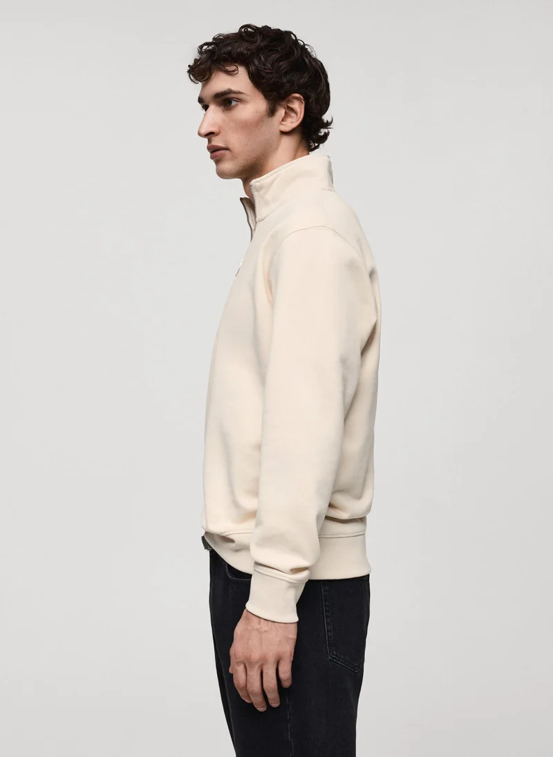 مانجو مان Winny Polo Neck Half Zip Detailed Pullover Sweatshirt
