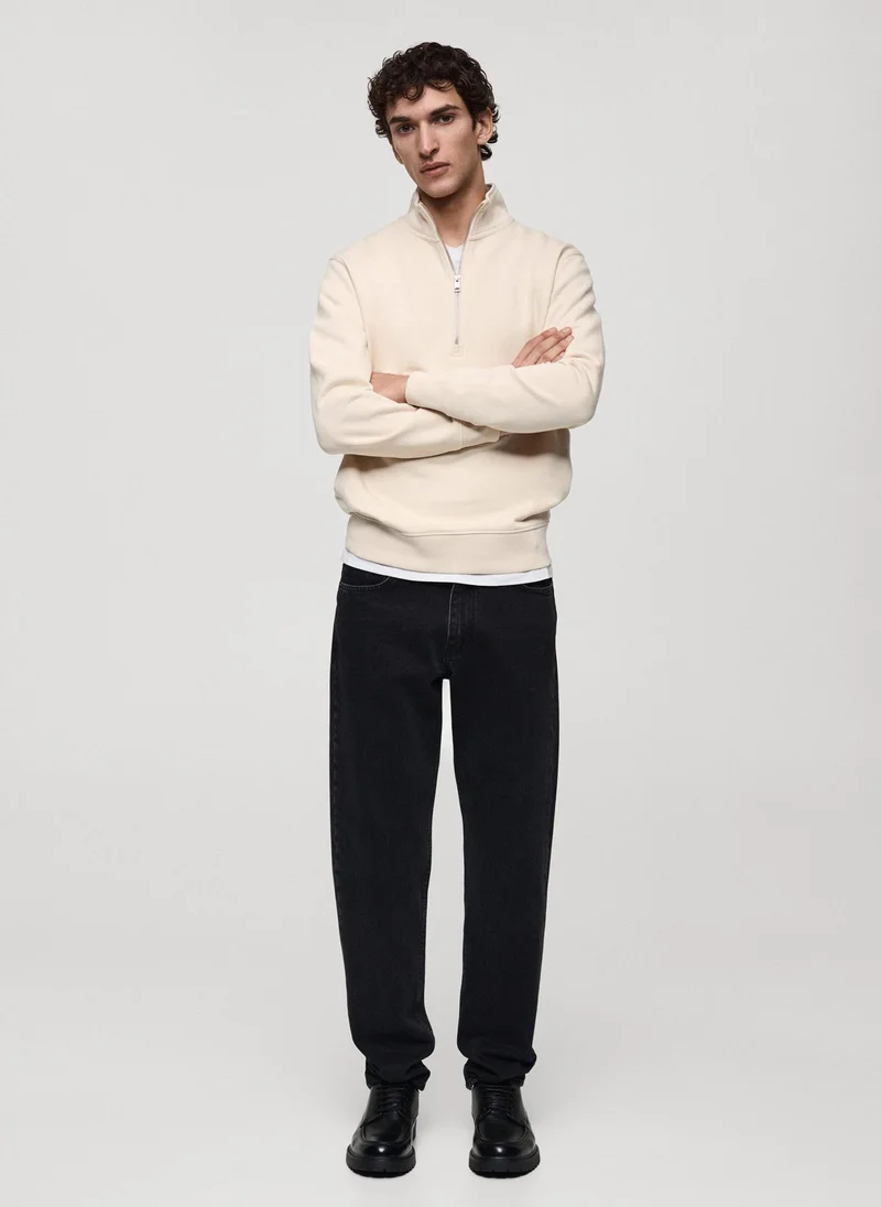 مانجو مان Winny Polo Neck Half Zip Detailed Pullover Sweatshirt
