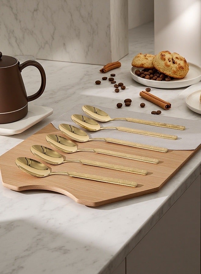 C&E 6-Piece Titanium Spoon Set, Home kitchen Titanium Set Laser Printed - Image 1