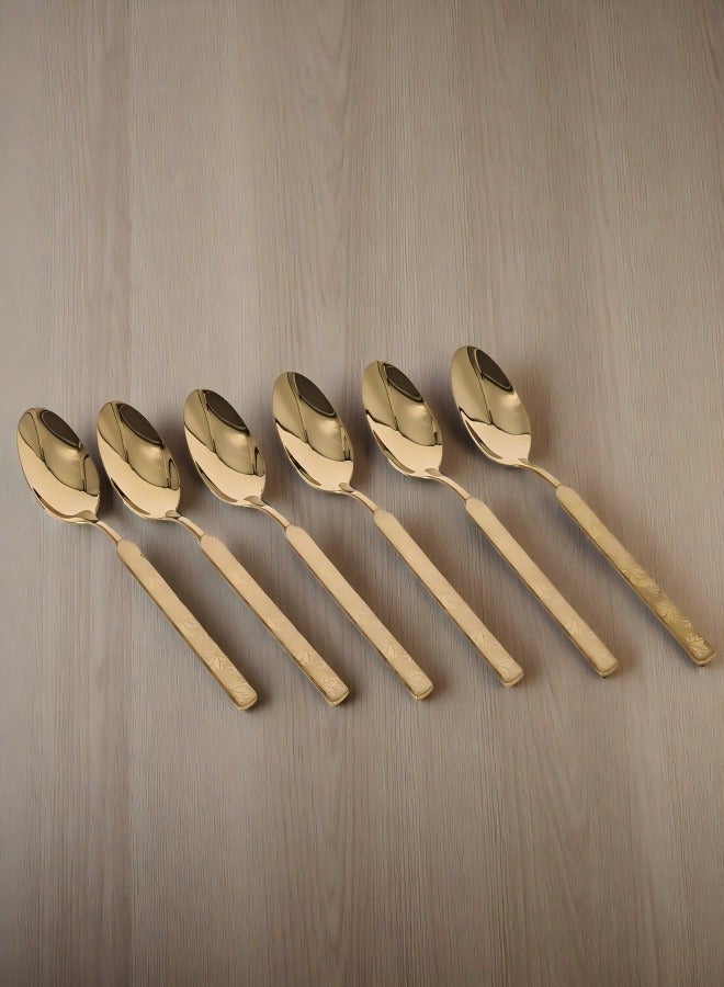 C&E 6-Piece Titanium Spoon Set, Home kitchen Titanium Set Laser Printed - Image 2