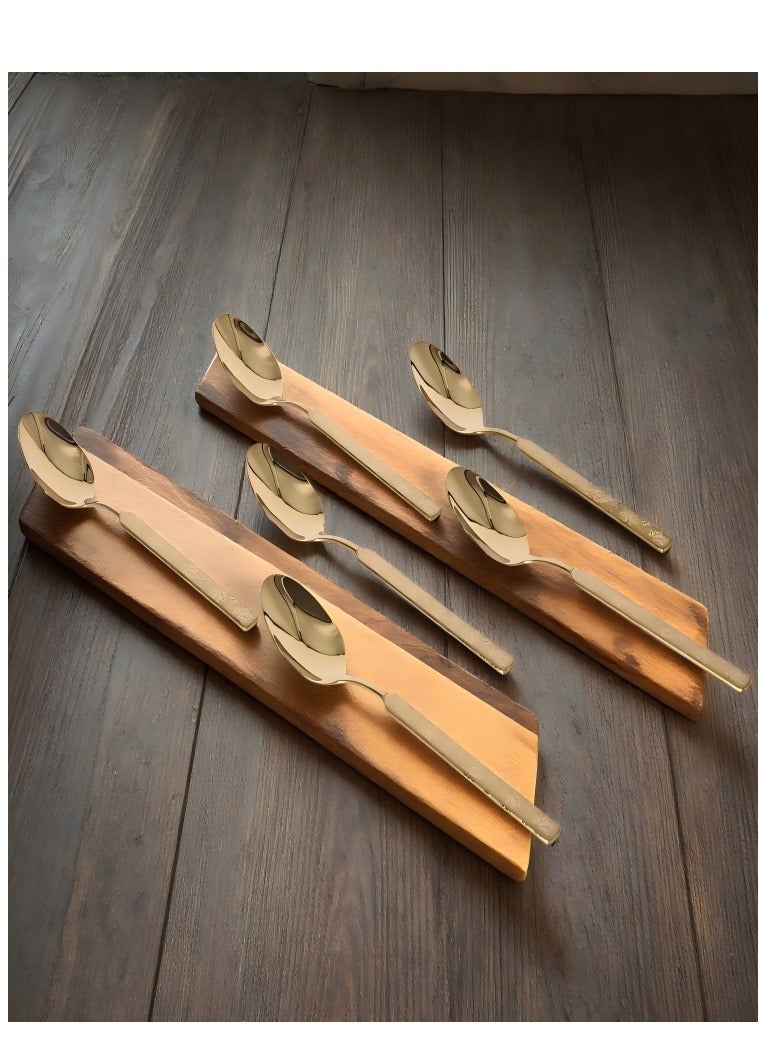 C&E 6-Piece Titanium Spoon Set, Home kitchen Titanium Set Laser Printed - Image 3