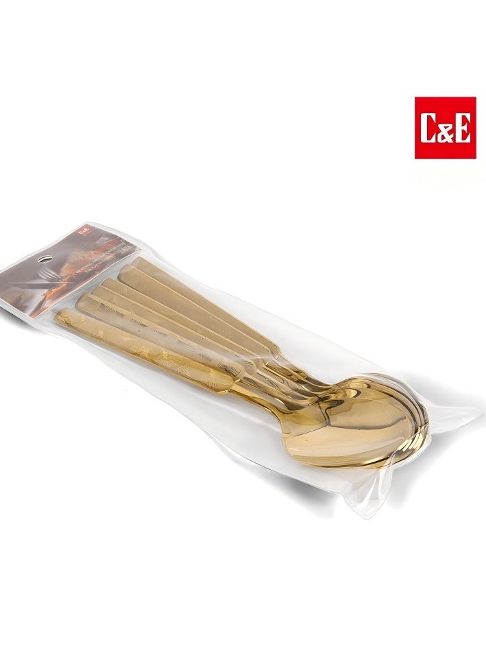 C&E 6-Piece Titanium Spoon Set, Home kitchen Titanium Set Laser Printed - Image 4