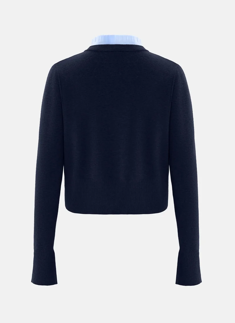 Lichi Cardigan with pleated insert on the collar