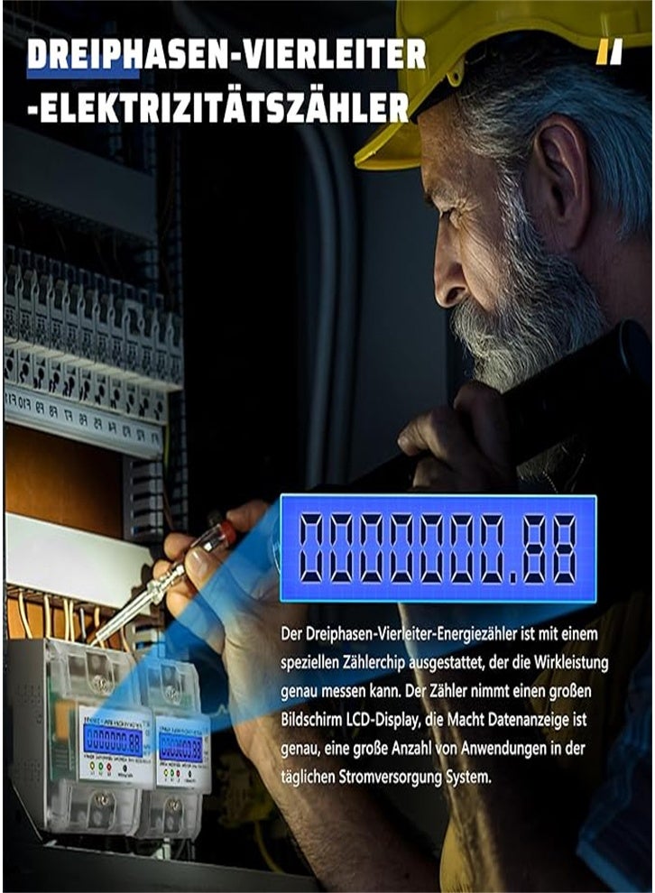230/400 V 5-100 A Energy Meter, 3-Phase Timer Energy Meter, DIN Rail, Power Meter, 3-Phase Energy Meter (3-Phase 4-Wire)  - Image 5