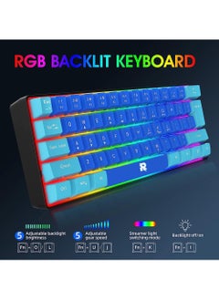 Rock Pow 60% Wired Gaming Keyboard RGB Ultra-Compact Mini Keyboard Waterproof Mechanical Feeling Small Keyboard for PC/Mac Gamer Typist Travel Easy to Carry on Business Trip  - Image 3
