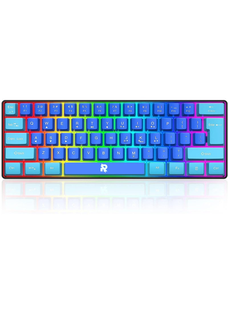 Rock Pow - 60% Wired Gaming Keyboard RGB Ultra-Compact Mini Keyboard Waterproof Mechanical Feeling Small Keyboard for PC/Mac Gamer Typist Travel Easy to Carry on Business Trip - Image 1