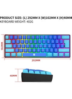 Rock Pow 60% Wired Gaming Keyboard RGB Ultra-Compact Mini Keyboard Waterproof Mechanical Feeling Small Keyboard for PC/Mac Gamer Typist Travel Easy to Carry on Business Trip  - Image 5