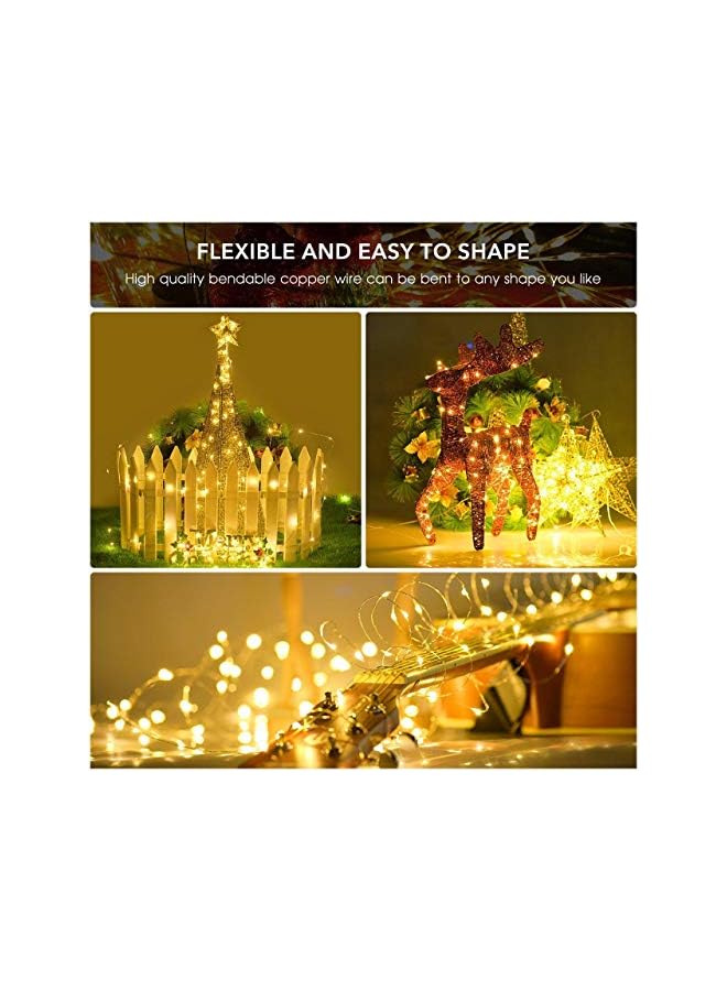 The Bros 4 Pack Solar String Lights for Garden Patio Christmas Tree Indoor Bedroom, 100 LEDs Decorative Fairy Lighting Copper Wire Waterproof Outdoor Light(Warm White) - Image 5