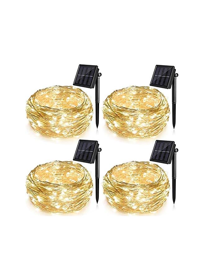 The Bros 4 Pack Solar String Lights for Garden Patio Christmas Tree Indoor Bedroom, 100 LEDs Decorative Fairy Lighting Copper Wire Waterproof Outdoor Light(Warm White) - Image 1