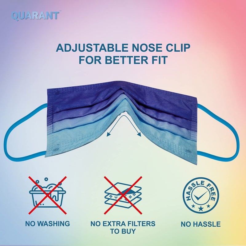 QUARANT Meltblown - Dual SMMS Fabric 4 Ply Designer Protective Face Mask with Nose Clip and Reusable Travel Pouch, Fashion That's Safe (Ombre Combo, Pack of 80) for Unisex - Image 5