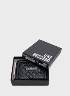 Love Moschino Logo Detailed Quilted Zip Over Wallet  - Image 5