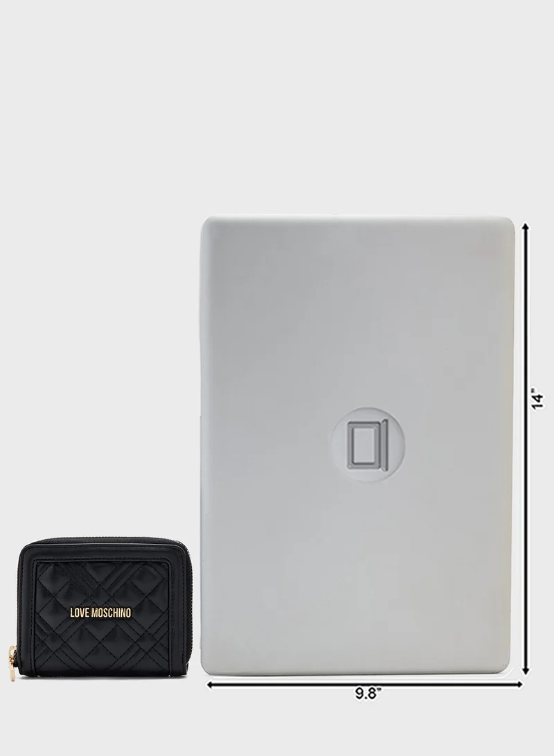 Love Moschino Logo Detailed Quilted Zip Over Wallet